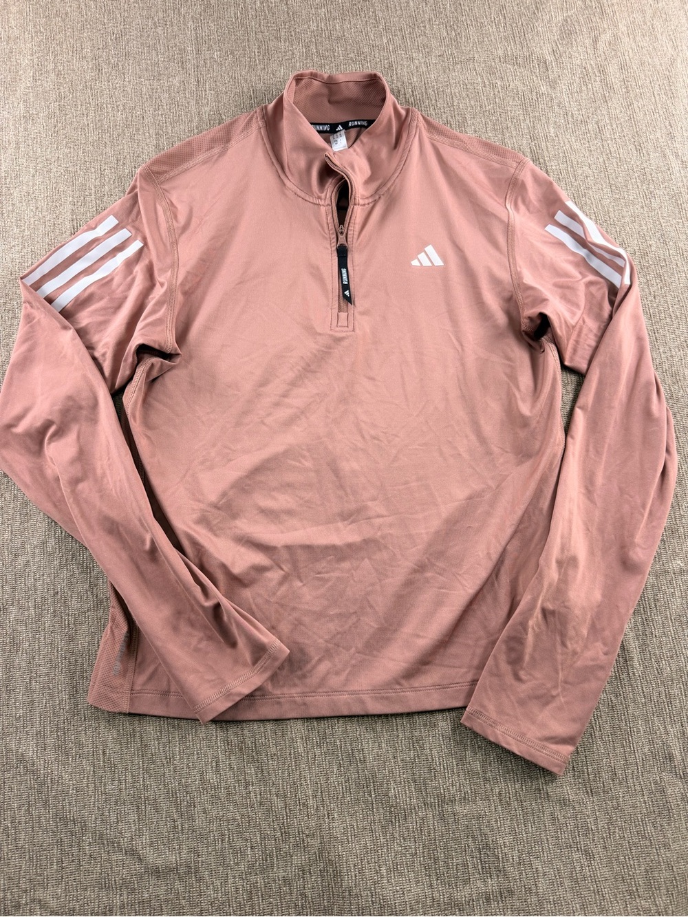 Adidas Running 1/4 Zip Long Sleeve Pullover Dusty Rose Mauve Sm Activewear